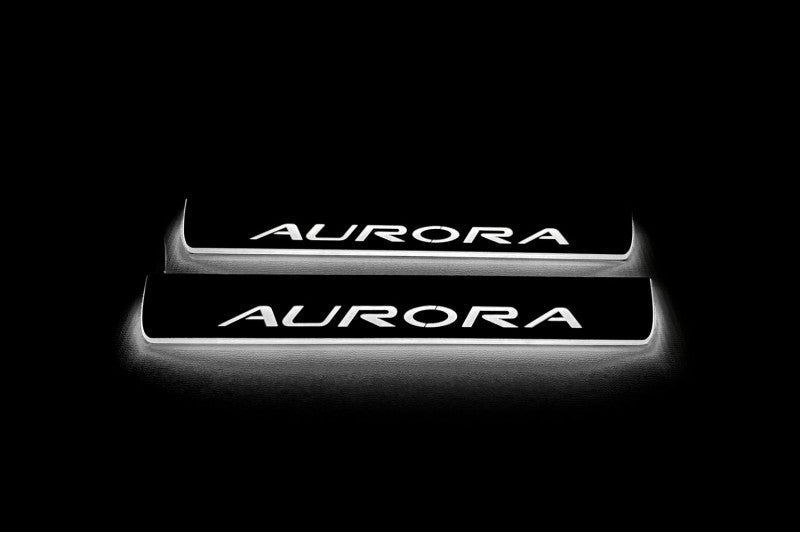 Oldsmobile Aurora I 1995-1999 LED Door Sills LED Door Sills Illuminated Scuff Aurora Logo Stainless Steel Entry Guards Door Sills opdesign