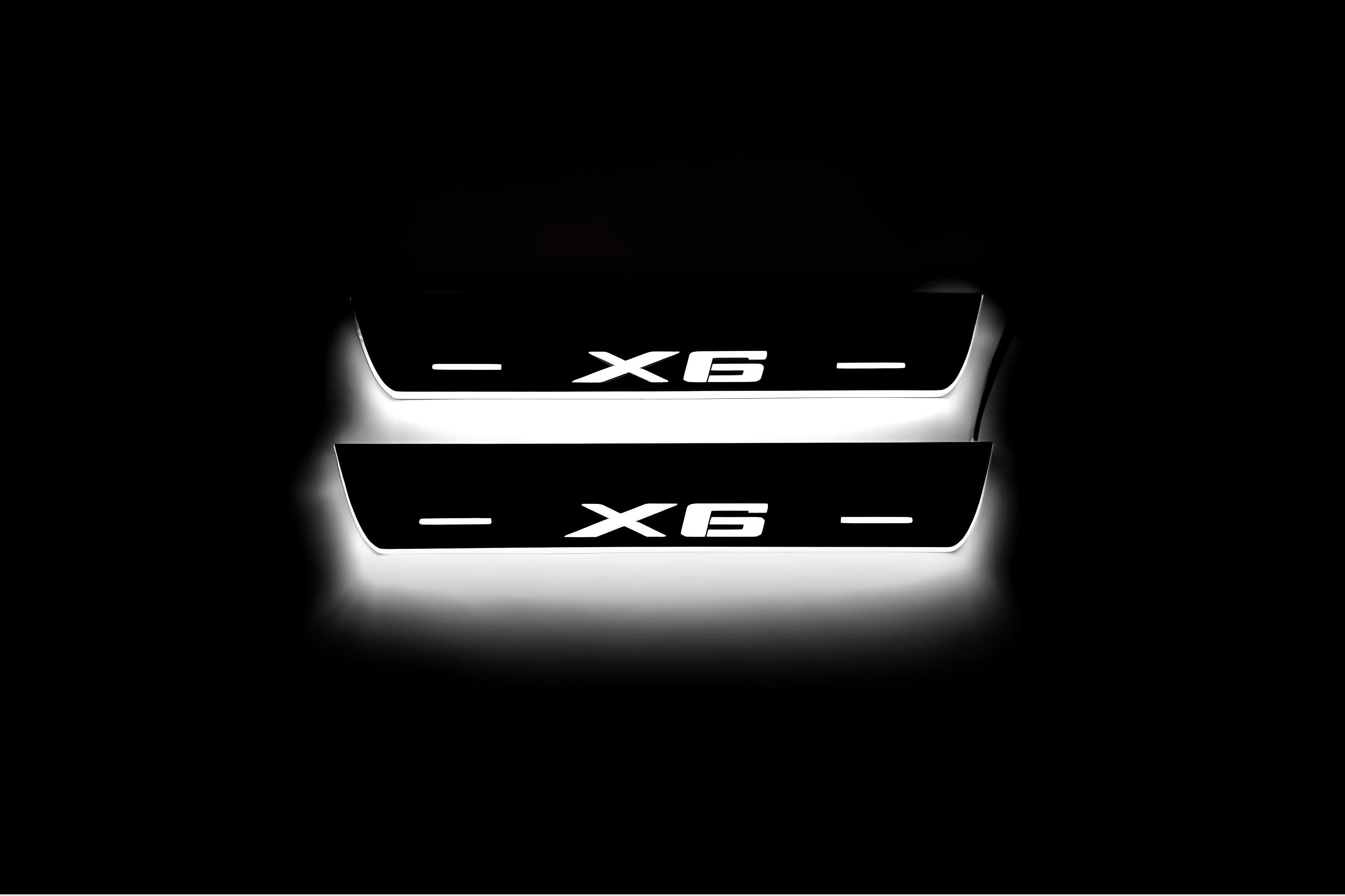 Illuminated LED Door Sill Tread Plates BMW X6 F16 2015-2019 With X6 Logo BMW Led Door Sills opdesign