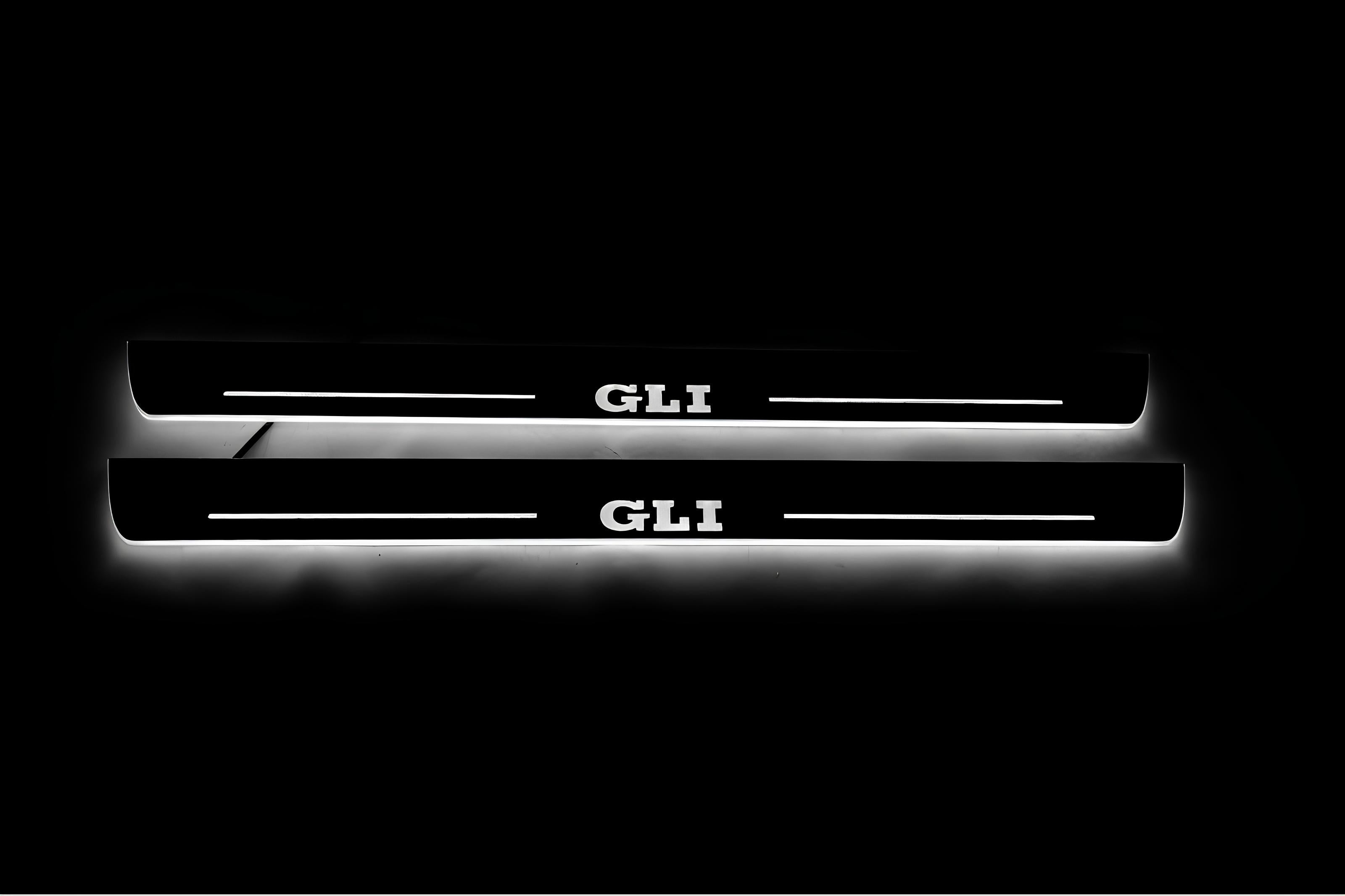 Illuminated LED Door Sill Tread Plates Volkswagen Jetta VII 2019+ With GLI Logo Volkswagen Led Door Sills opdesign