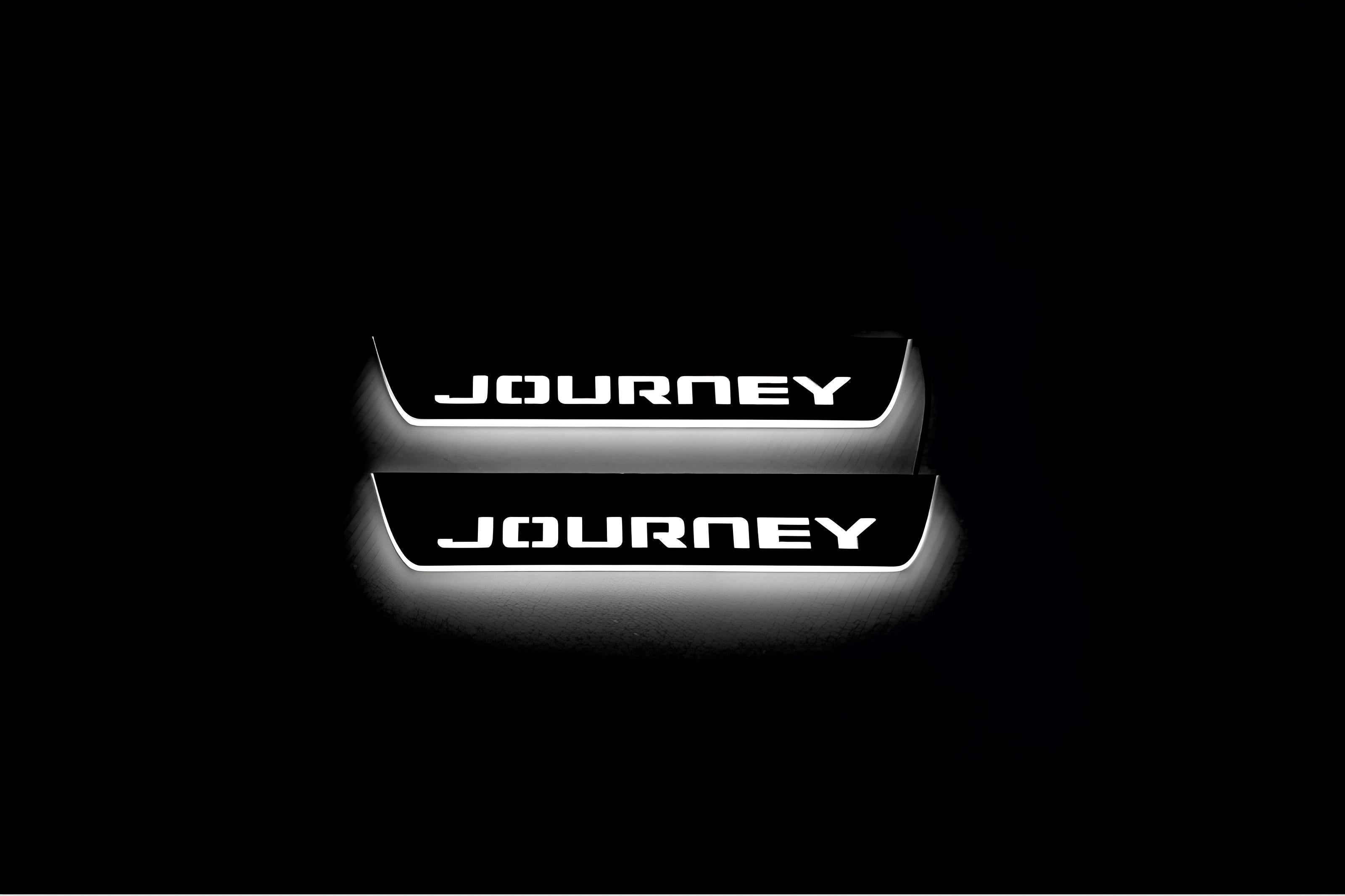 Illuminated LED Door Sill Tread Plates Dodge Journey 2009-2020 With Journey Logo Dodge Led Door Sills opdesign