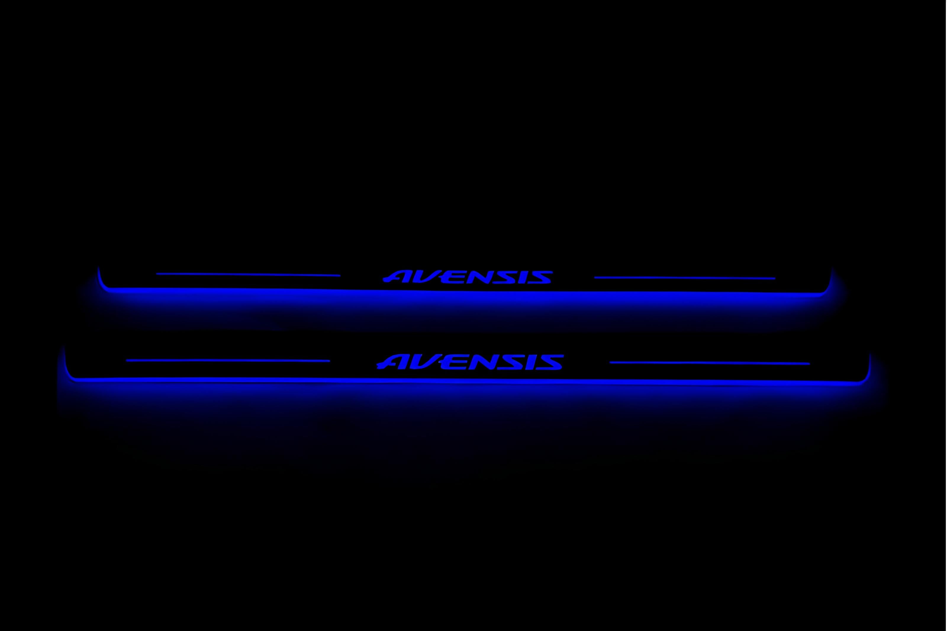 Illuminated LED Door Sill Tread Plates Toyota Avensis III 2009-2018 With Avensis Logo Toyota Led Door Sills opdesign