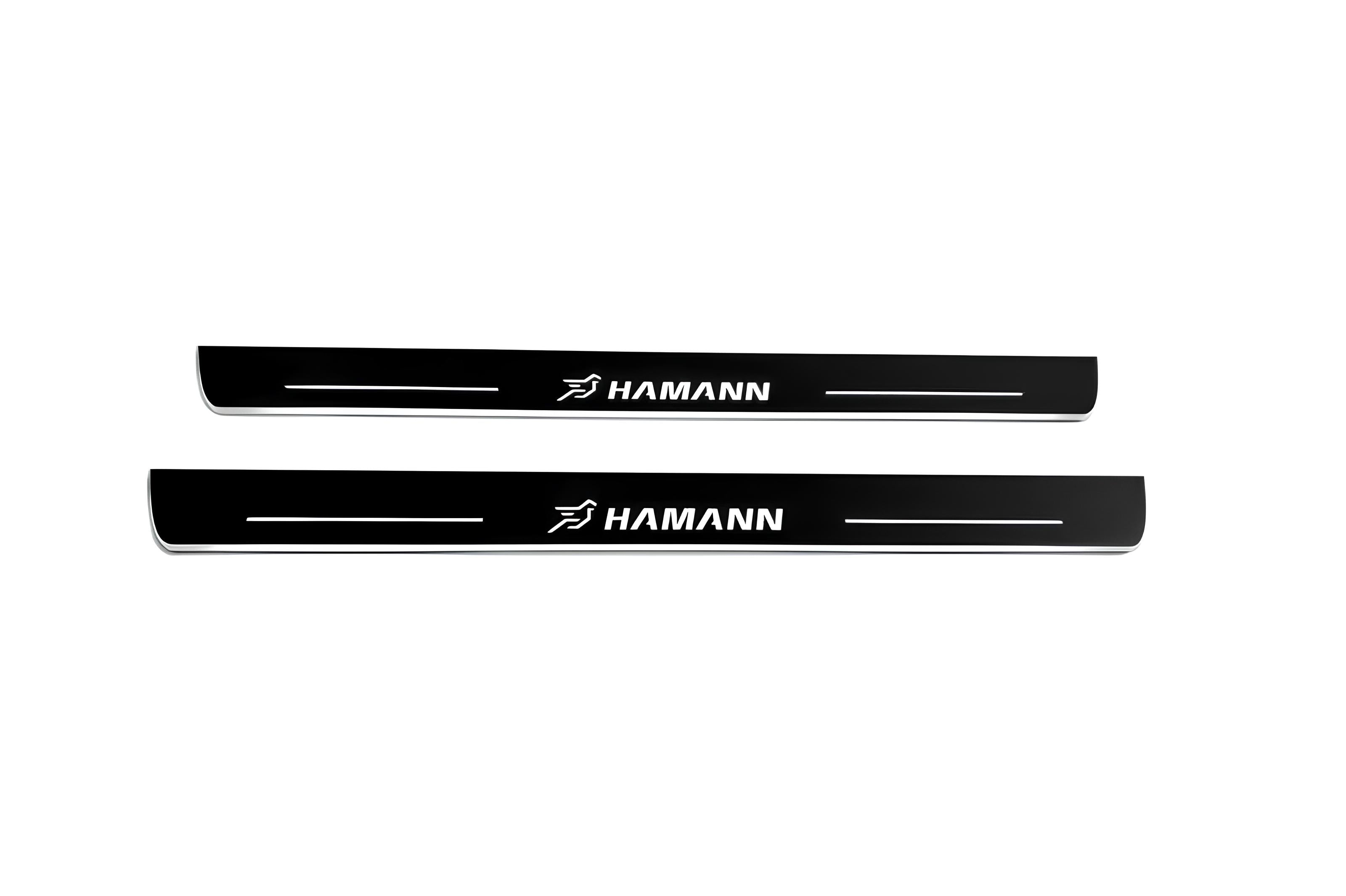 Illuminated LED Door Sill Tread Plates BMW X6 F16 2015-2019 With HAMANN Logo BMW Led Door Sills opdesign