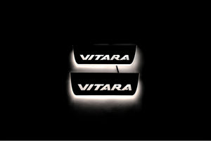 Illuminated LED Door Sill Tread Plates Suzuki Vitara 2015+ With Vitara Logo Suzuki Led Door Sills opdesign