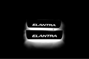 Illuminated LED Door Sill Tread Plates Hyundai Elantra V (MD) 2011-2016 With Elantra Logo Hyundai Led Door Sills opdesign