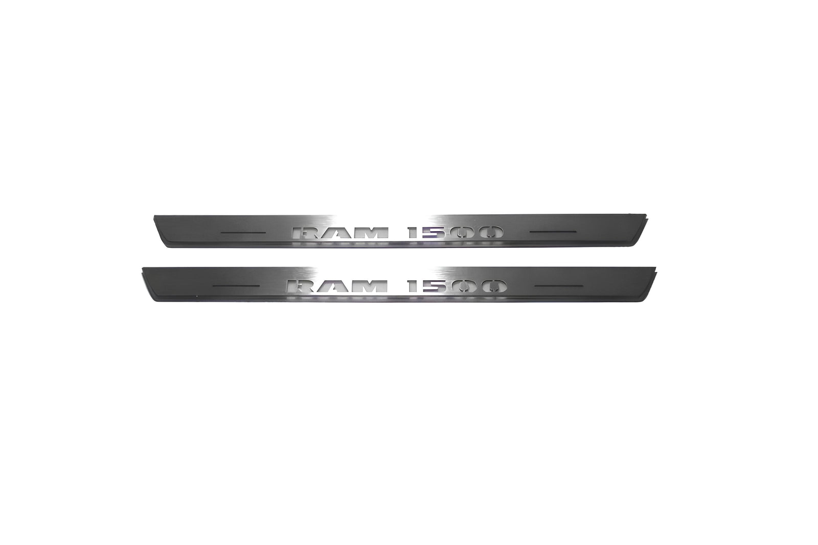 RAM 1500 IV 2009+ illuminated door sill protectors stainless steel with Illuminated RAM 1500 logo