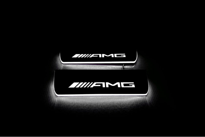 LED door sill plates for Mercedes E W213 2016+ stainless steel with AMG logo