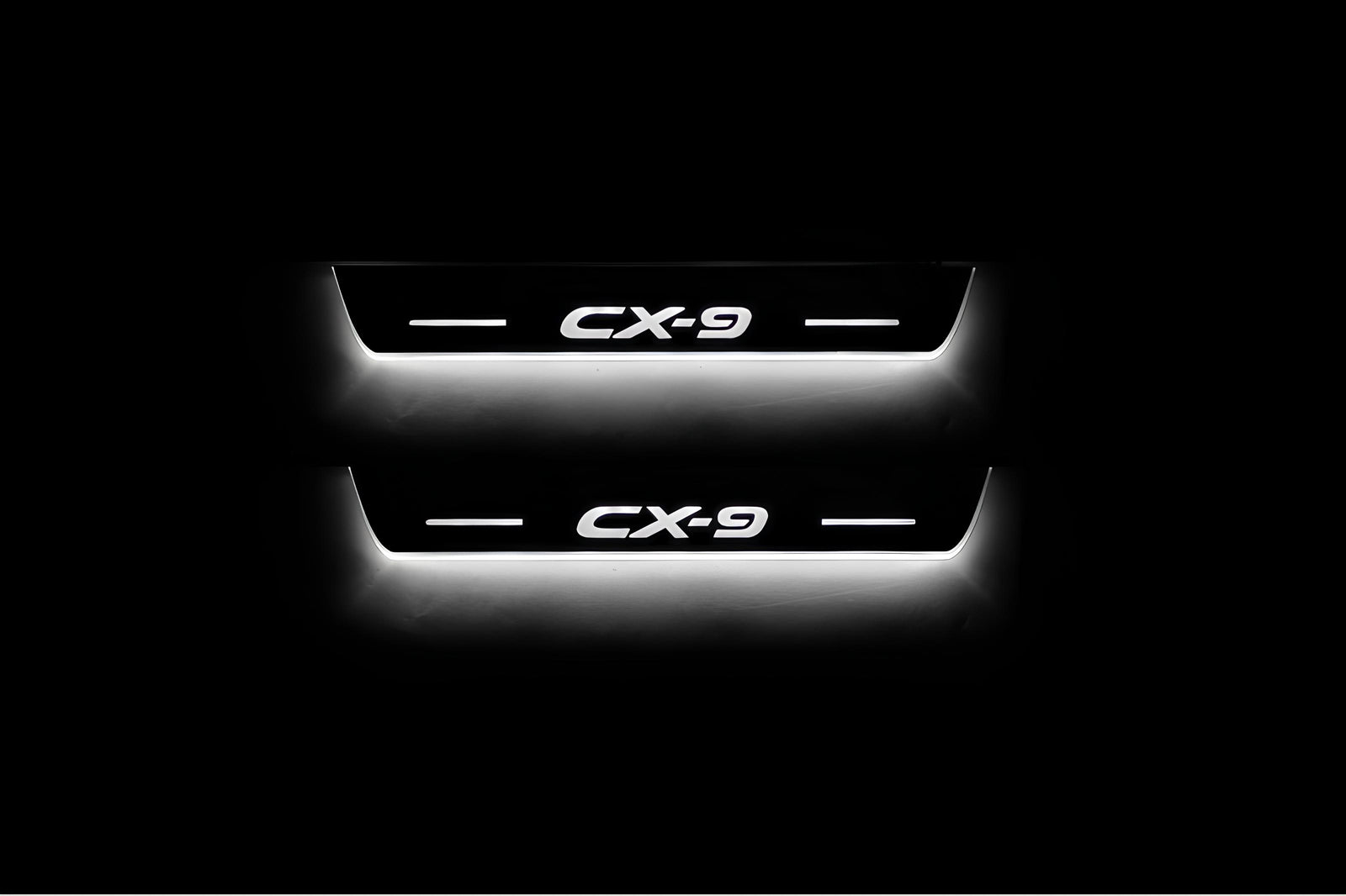 LED door sill plates Mazda II 2016+ in stainless steel with CX-9 logo