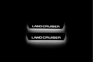 Illuminated LED Door Sill Tread Plates Toyota Prado 250 2023+ With Land Cruiser Logo Toyota Led Door Sills opdesign