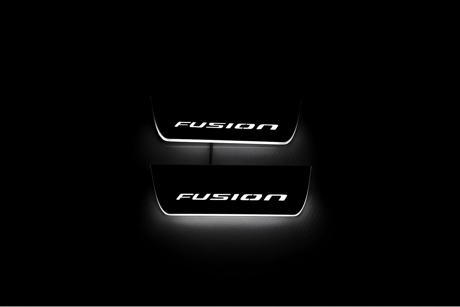 Ford Fusion II CD4 2012+ stainless steel LED door sill plates with Fusion logo