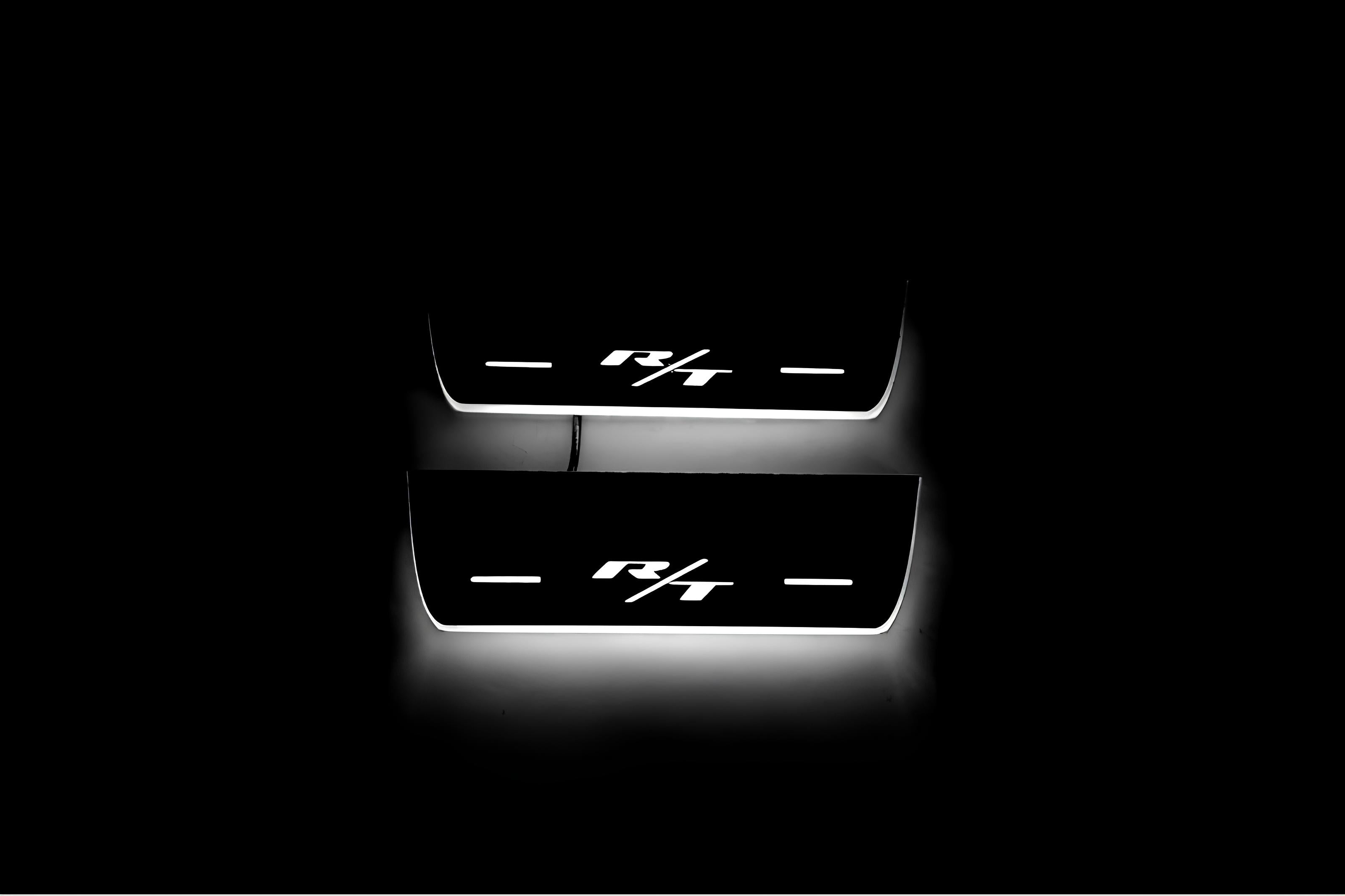 Illuminated LED Door Sill Tread Plates Dodge Durango III 2011+ With Durango R/T Logo Dodge Led Door Sills opdesign