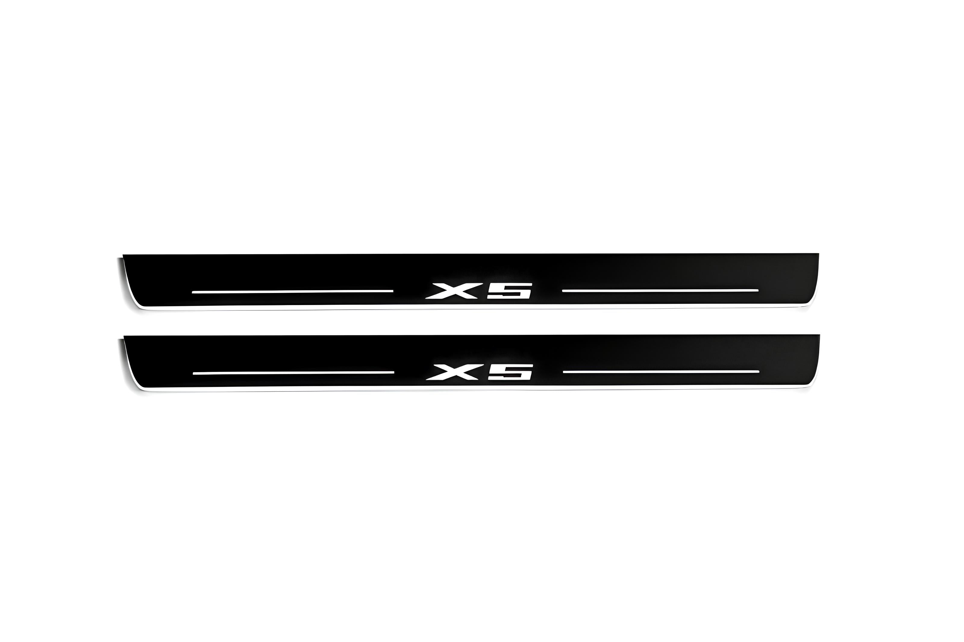 Illuminated LED Door Sill Tread Plates BMW X5 E70 2006-2013 With X5 Logo BMW Led Door Sills opdesign