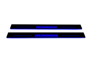 Illuminated LED Door Sill Tread Plates Hummer H2 2002-2009 With Hummer Logo Hummer Led Door Sills opdesign
