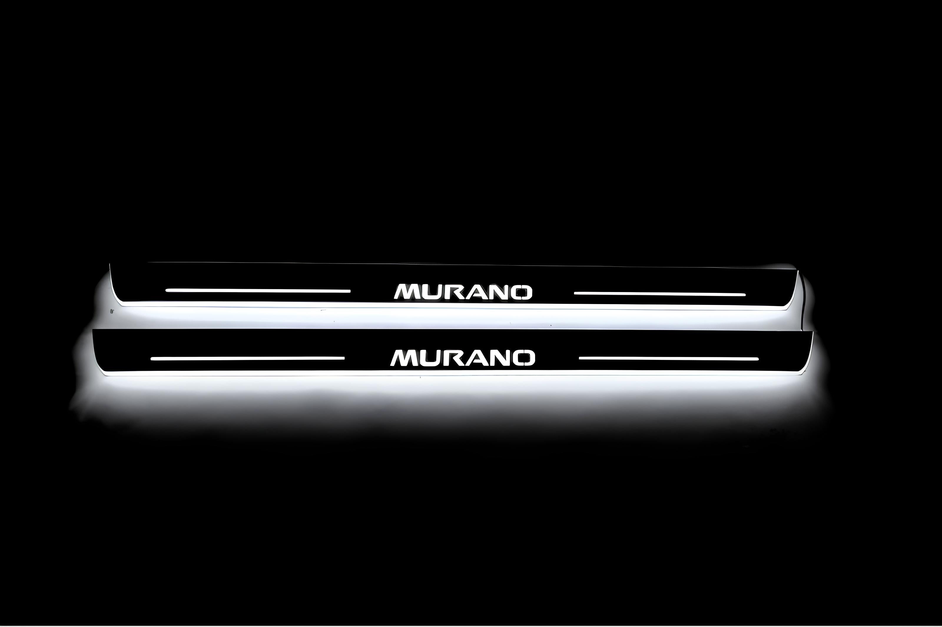 Illuminated LED Door Sill Tread Plates Nissan Murano III 2014+ With Murano Logo Nissan Led Door Sills opdesign