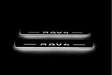 Toyota Rav4 VI XA60 2025-2026 stainless steel LED door sill plates with Rav4 logo