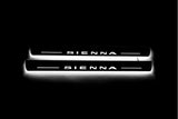 LED door sill plates Toyota Sienna III XL30 2011+ stainless steel with Sienna logo