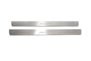 Illuminated LED Door Sill Tread Plates Dodge Charger 2011-2023 With SRT Logo Dodge Led Door Sills opdesign