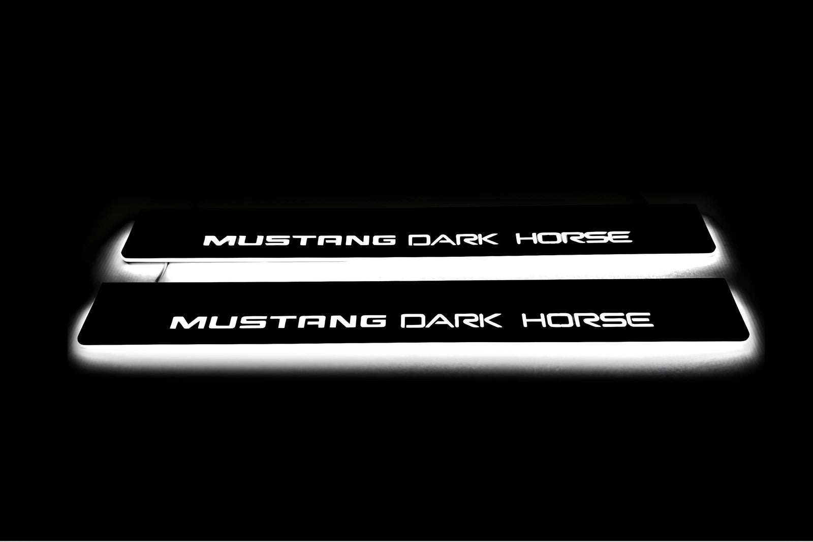 LED door sill plates for Ford Mustang VII S650 2023+ with Mustang Dark Horse logo
