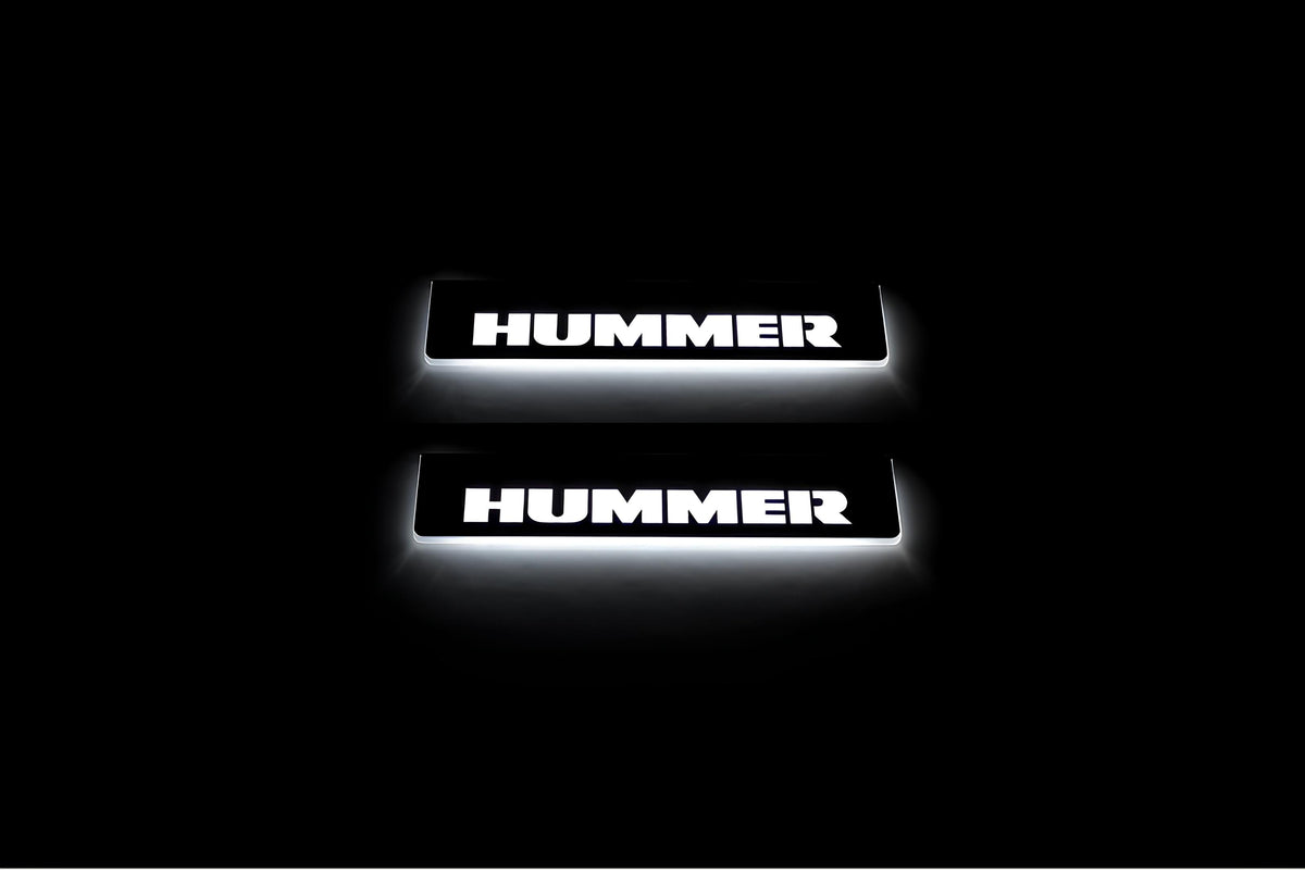 Hummer H2 2002+ LED door sill plates stainless steel with Hummer logo