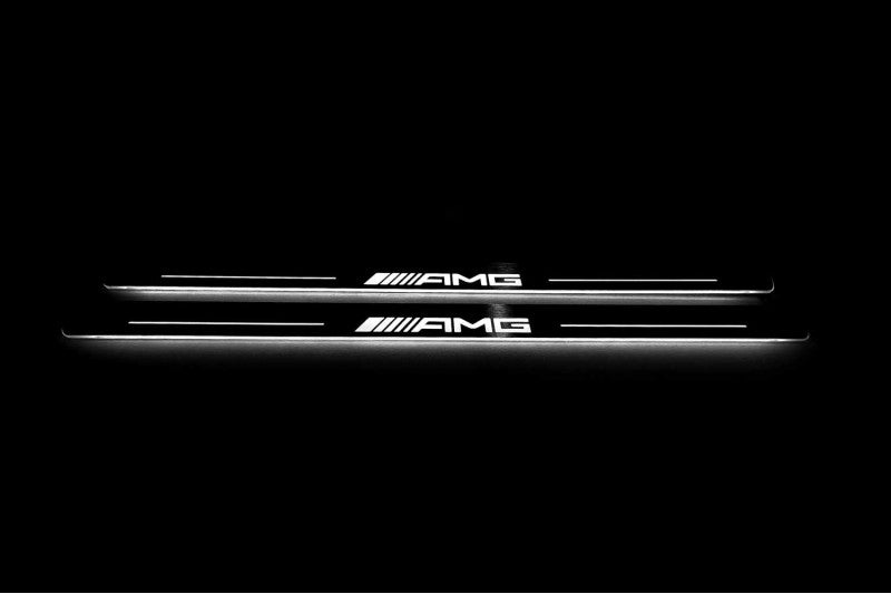 LED door sill plates Mercedes S-Class C217 2014+ stainless steel with AMG logo