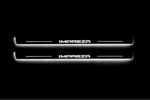 Illuminated LED Door Sill Tread Plates Subaru Impreza III 2007-2014 With Impreza Logo Subaru Led Door Sills opdesign
