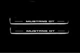 Ford Mustang V S197 2005+ entry guards in stainless steel with Mustang GT logo