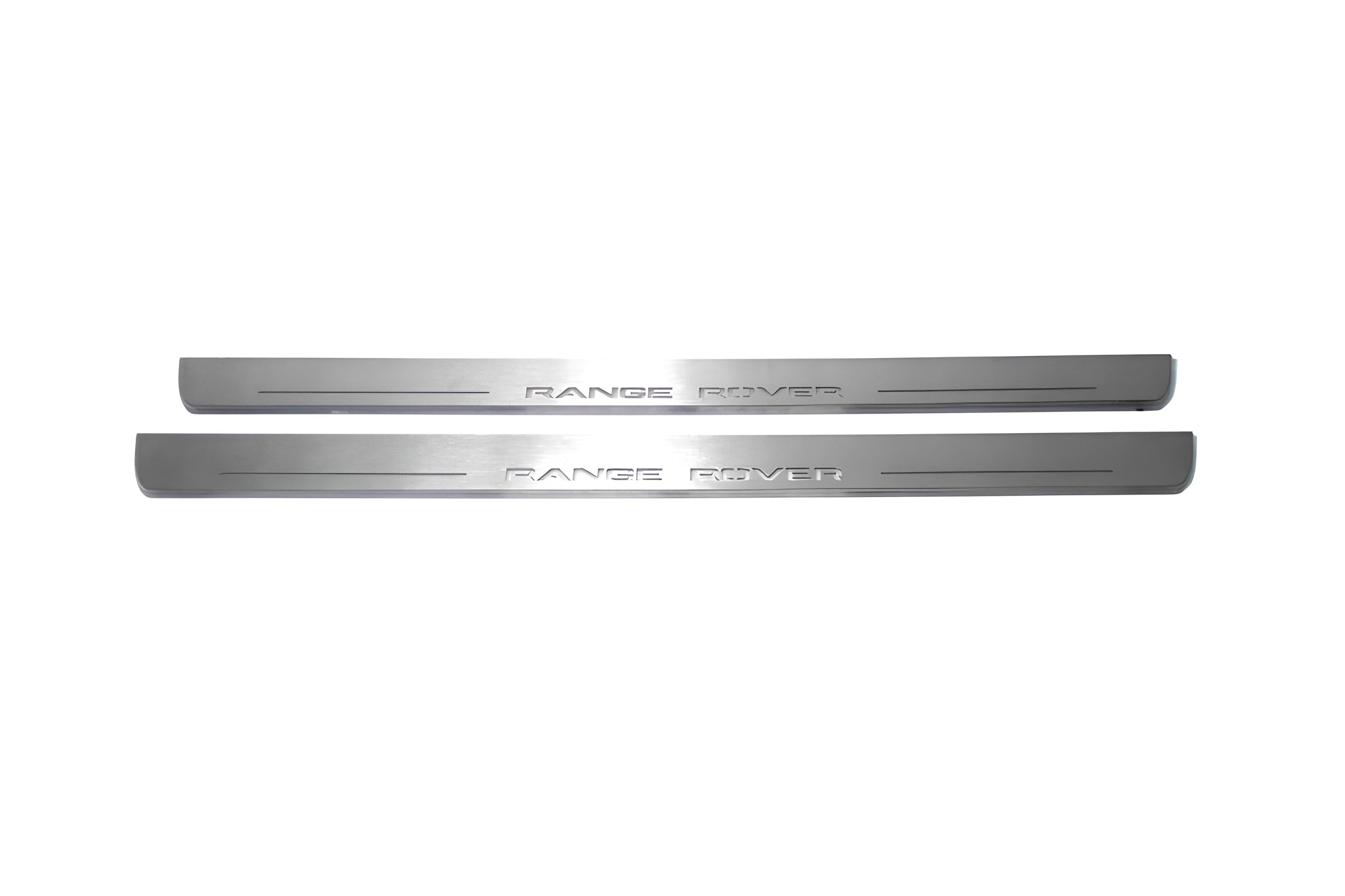 Illuminated LED Door Sill Tread Plates Range Rover Sport I 2005-2013 With Range Rover Logo Range Rover Led Door Sills opdesign