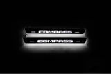 LED door sill plates for Jeep Compass II 2016+ stainless steel with Compass logo