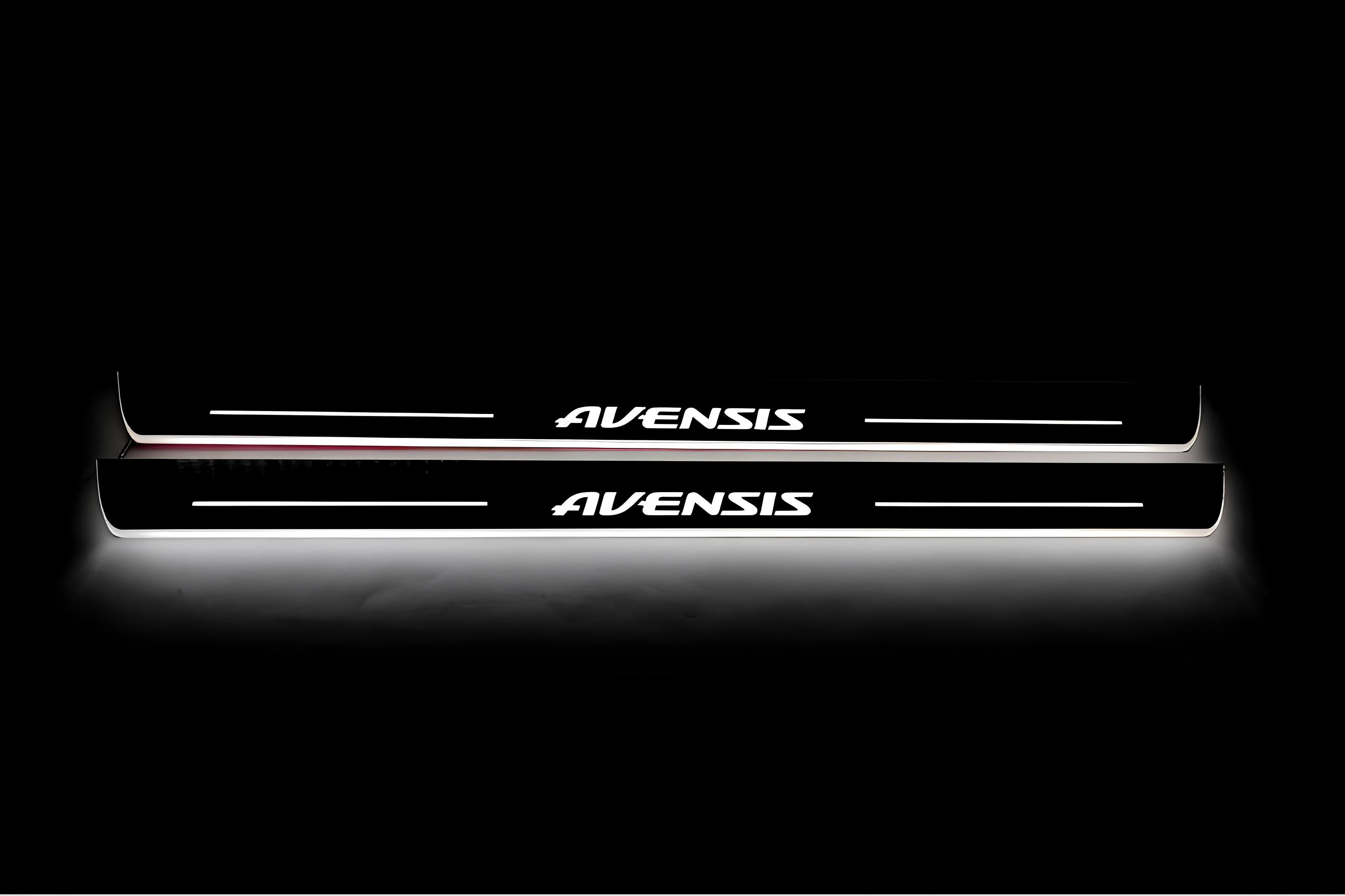 Illuminated LED Door Sill Tread Plates Toyota Avensis III 2009-2018 With Avensis Logo Toyota Led Door Sills opdesign