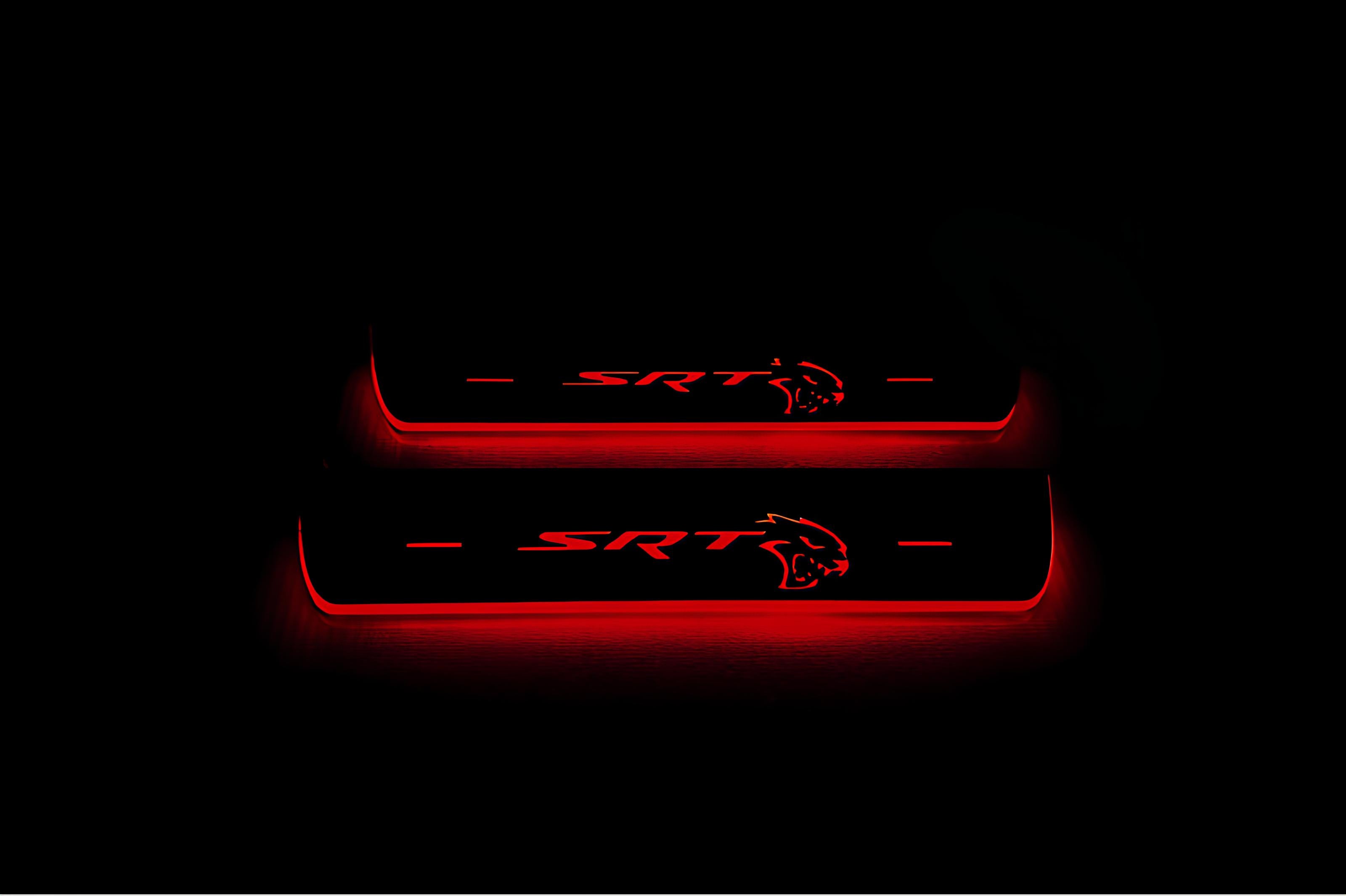Illuminated LED Door Sill Tread Plates Chrysler 300C II 2011-2023 With SRT HELLCAT Logo Chrysler Led Door Sills decoinfabric