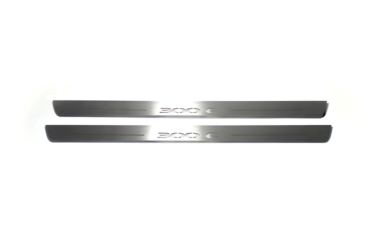 Chrysler 300C I 2005+ LED door sill plates stainless steel with 300C logo