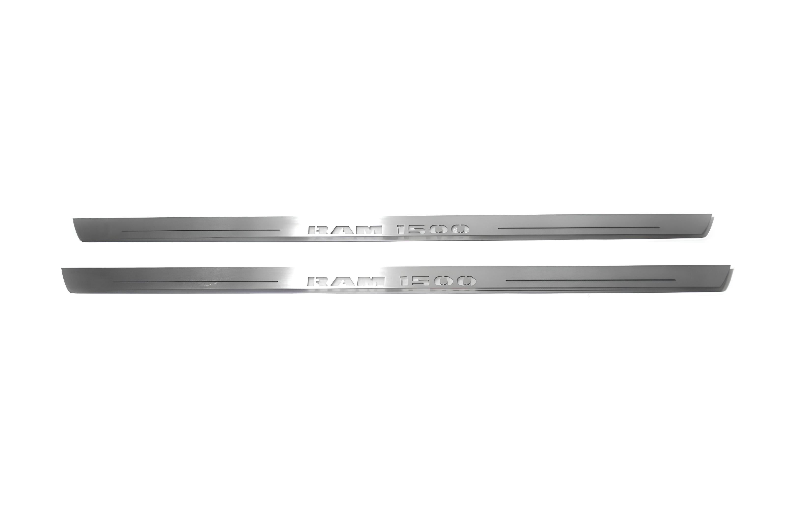 Illuminated LED Door Sill Tread Plates Dodge Ram IV 2009-2018 With RAM 1500 Logo Dodge Led Door Sills opdesign