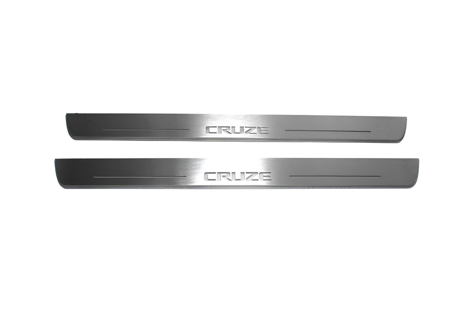 Chevrolet Cruze I 2008+ LED door sill plates in stainless steel with Cruze logo
