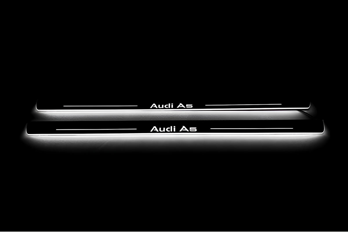 stainless steel LED door sill plates for Audi A5 II 2016+ with Audi A5 logo