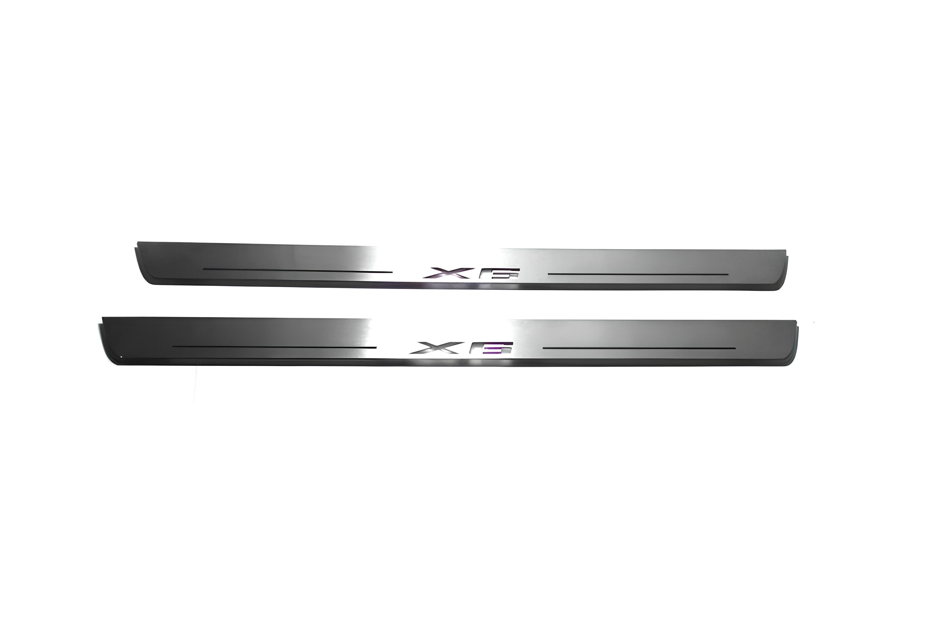 Illuminated LED Door Sill Tread Plates BMW X6 F16 2015-2019 With X6 Logo BMW Led Door Sills opdesign