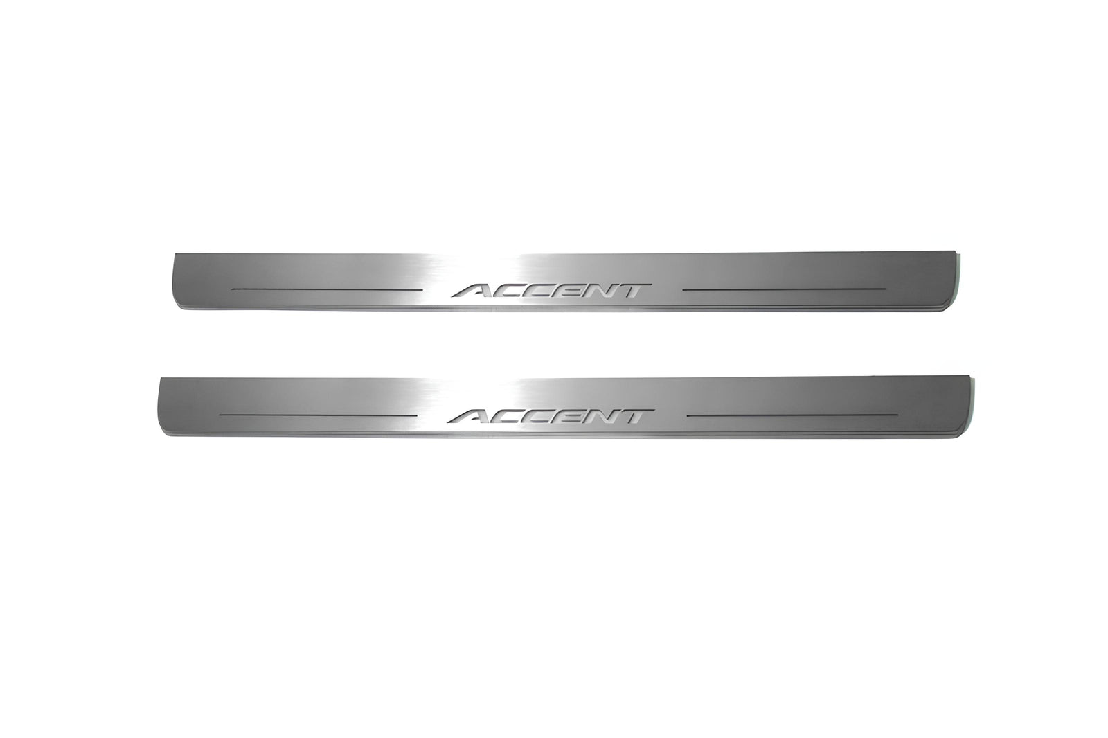 Hyundai Accent 2011+ door sill plates in stainless steel with Accent logo