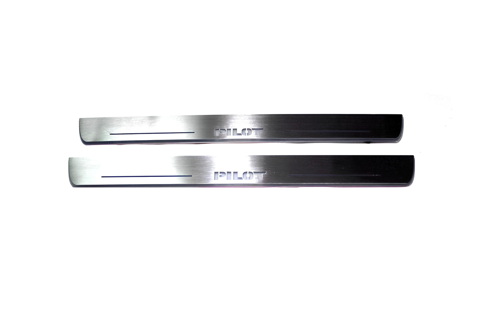 Honda Pilot II 2008+ LED door sill plates stainless steel with Pilot logo