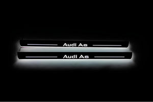 Illuminated LED Door Sill Tread Plates Audi A6 C7 2011-2018 With Audi A6 Logo Audi Led Door Sills decoinfabric