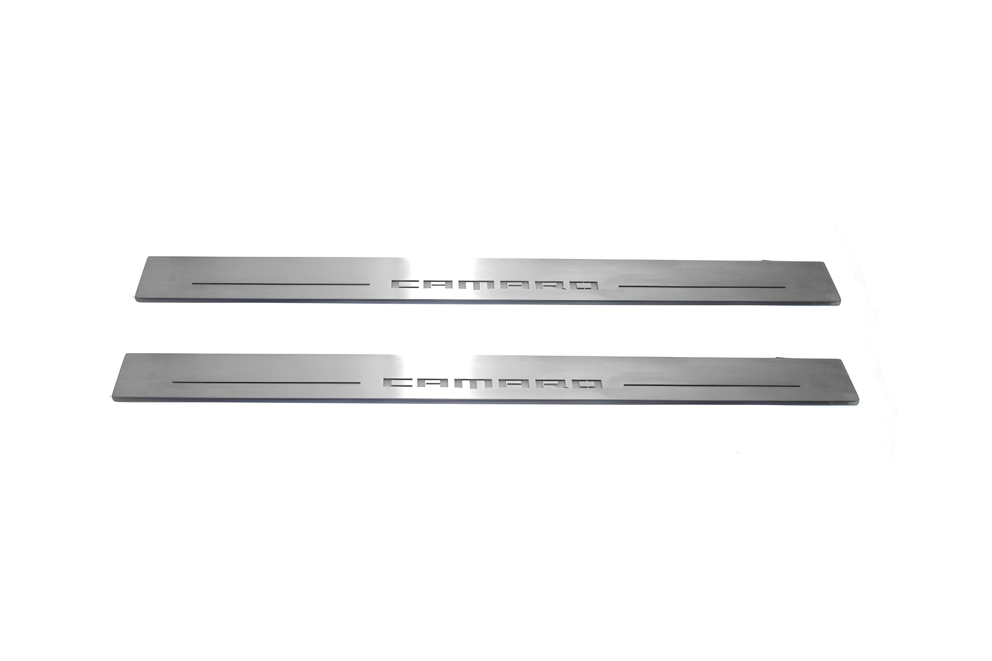 Illuminated LED Door Sill Tread Plates Chevrolet Camaro VI 2016-2024 With Camaro Logo Chevrolet Led Door Sills opdesign