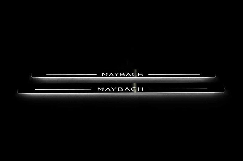 Mercedes-Benz S-Class C217 2014–2020 — Stainless Steel LED Door Sills — Maybach Logo
