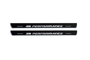 Illuminated LED Door Sill Tread Plates BMW X6 F16 2015-2019 With M Perfomance Logo BMW Led Door Sills opdesign