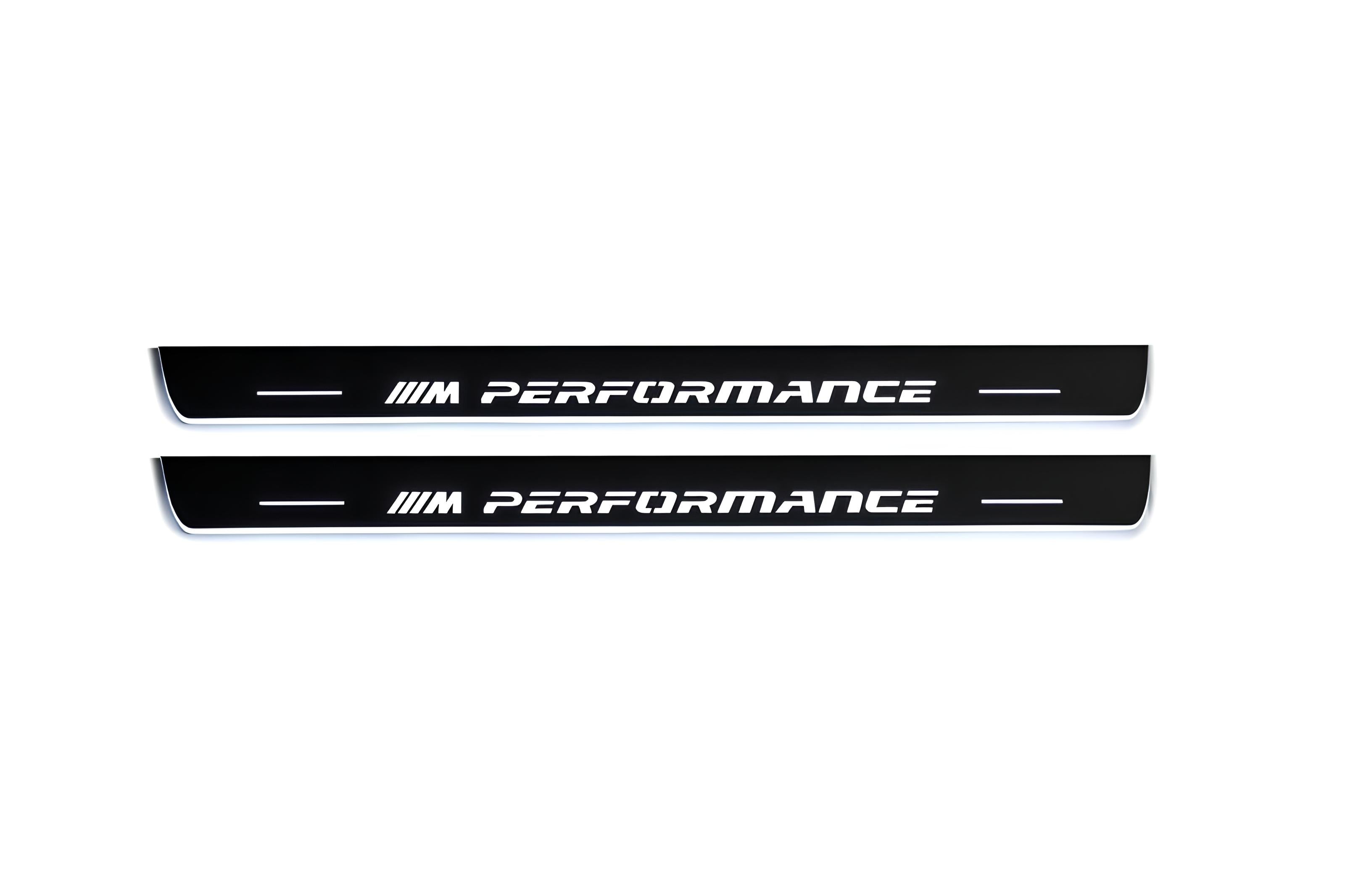 Illuminated LED Door Sill Tread Plates BMW X6 F16 2015-2019 With M Perfomance Logo BMW Led Door Sills opdesign