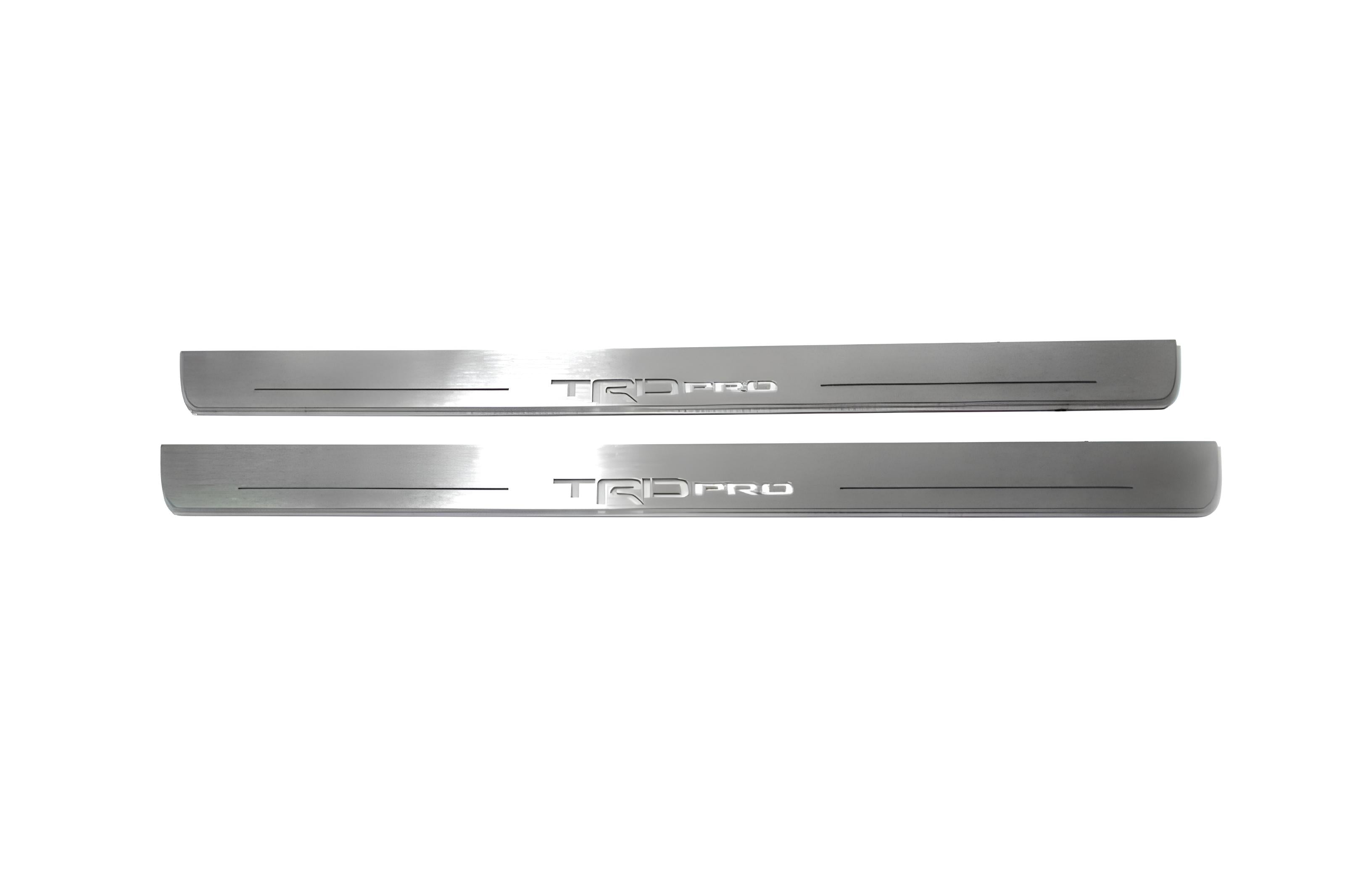 Illuminated LED Door Sill Tread Plates Toyota Tundra III 2014-2021 With TRD pro Logo Toyota Led Door Sills opdesign