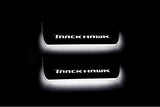 LED door sill plates stainless steel Jeep Grand Cherokee IV WK2 2010+ with TrackHawk logo