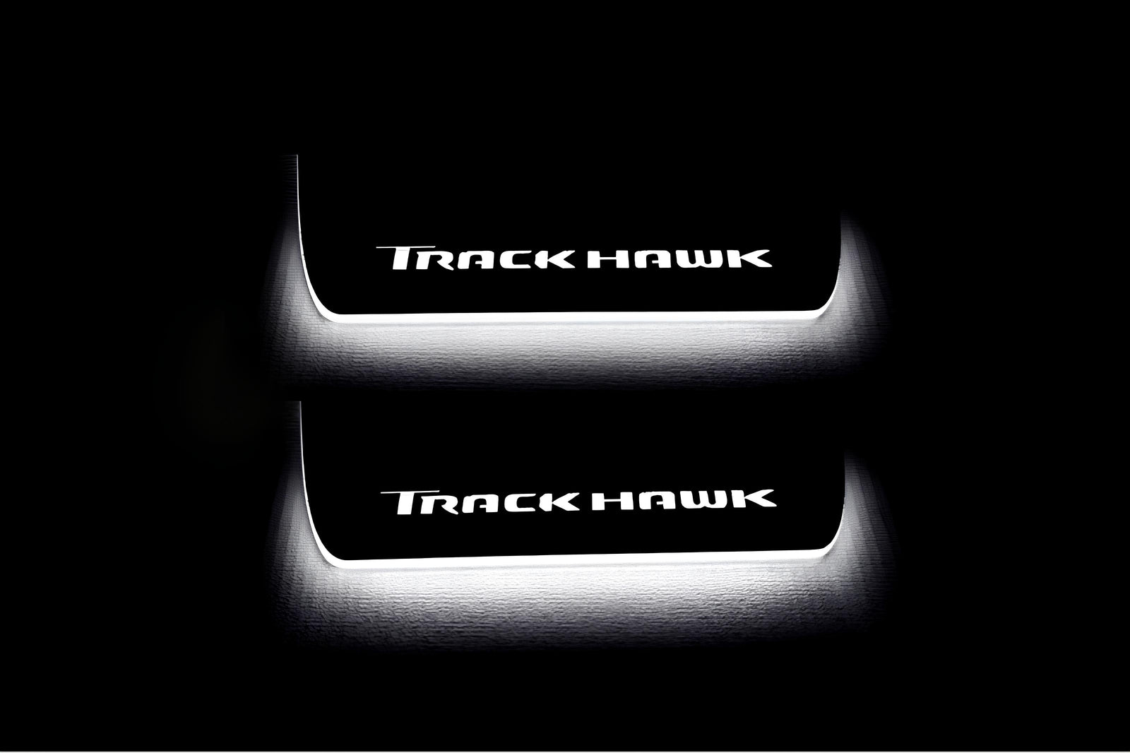 LED door sill plates stainless steel Jeep Grand Cherokee IV WK2 2010+ with TrackHawk logo