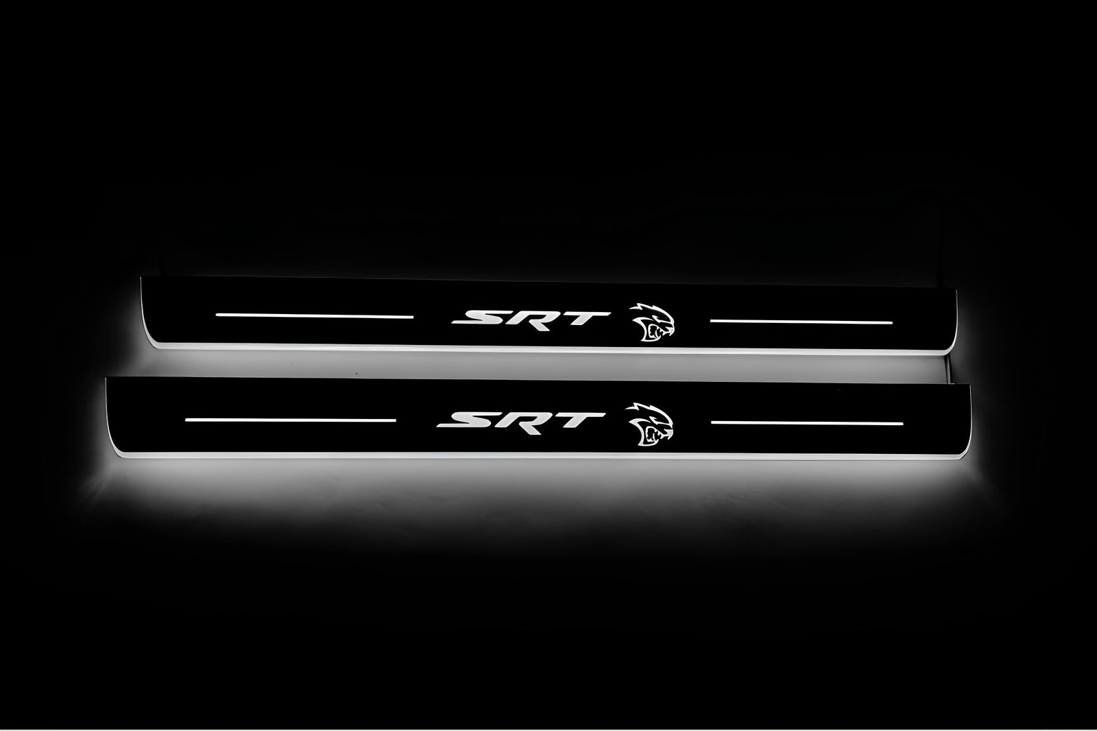 stainless steel LED door sill plates with Dodge Charger LD 2023+ with SRT Hellcat logo