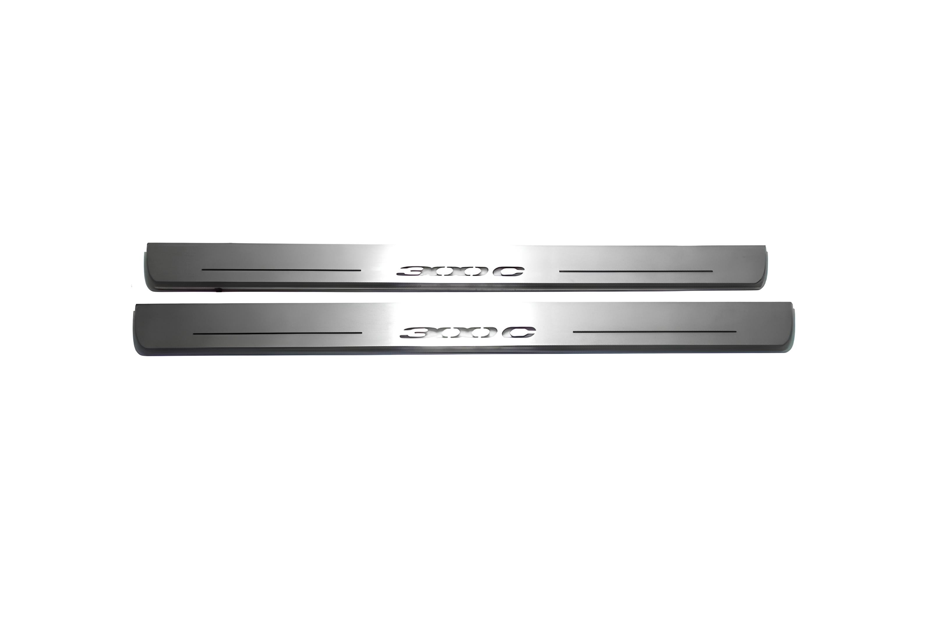 Illuminated LED Door Sill Tread Plates Chrysler 300C II 2011-2023 With 300C Logo Chrysler Led Door Sills opdesign