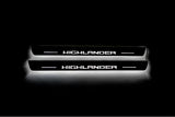 Toyota Highlander IV XU70 2019+ entry guards in stainless steel with Highlander logo