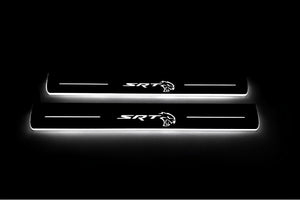 Illuminated LED Door Sill Tread Plates Dodge Durango III 2011+ With SRT Hellcat Logo Dodge Led Door Sills opdesign