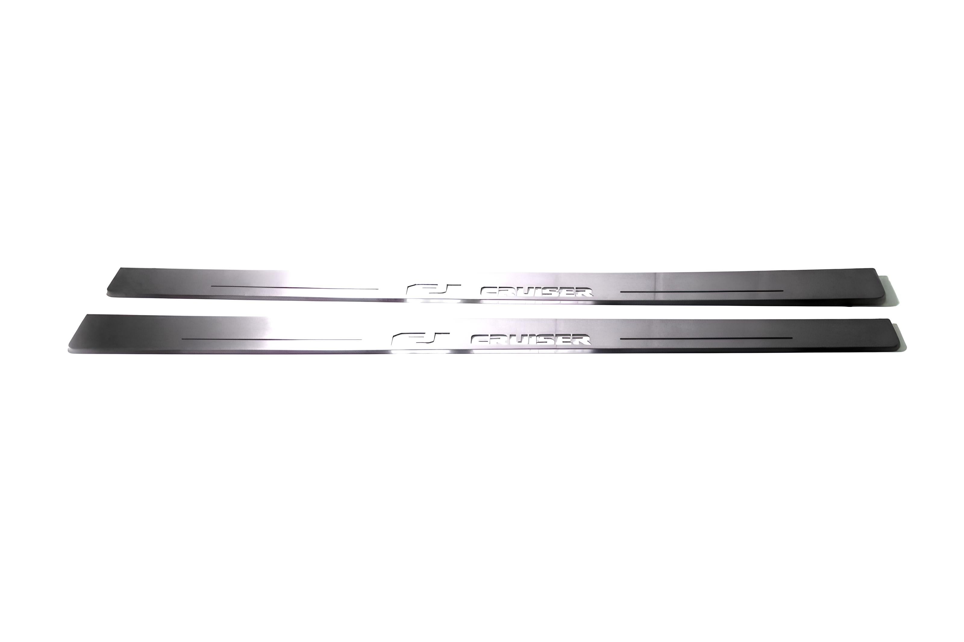 Illuminated LED Door Sill Tread Plates Toyota FJ Cruiser 2006-2022 With FJ Cruiser Logo Toyota Led Door Sills opdesign