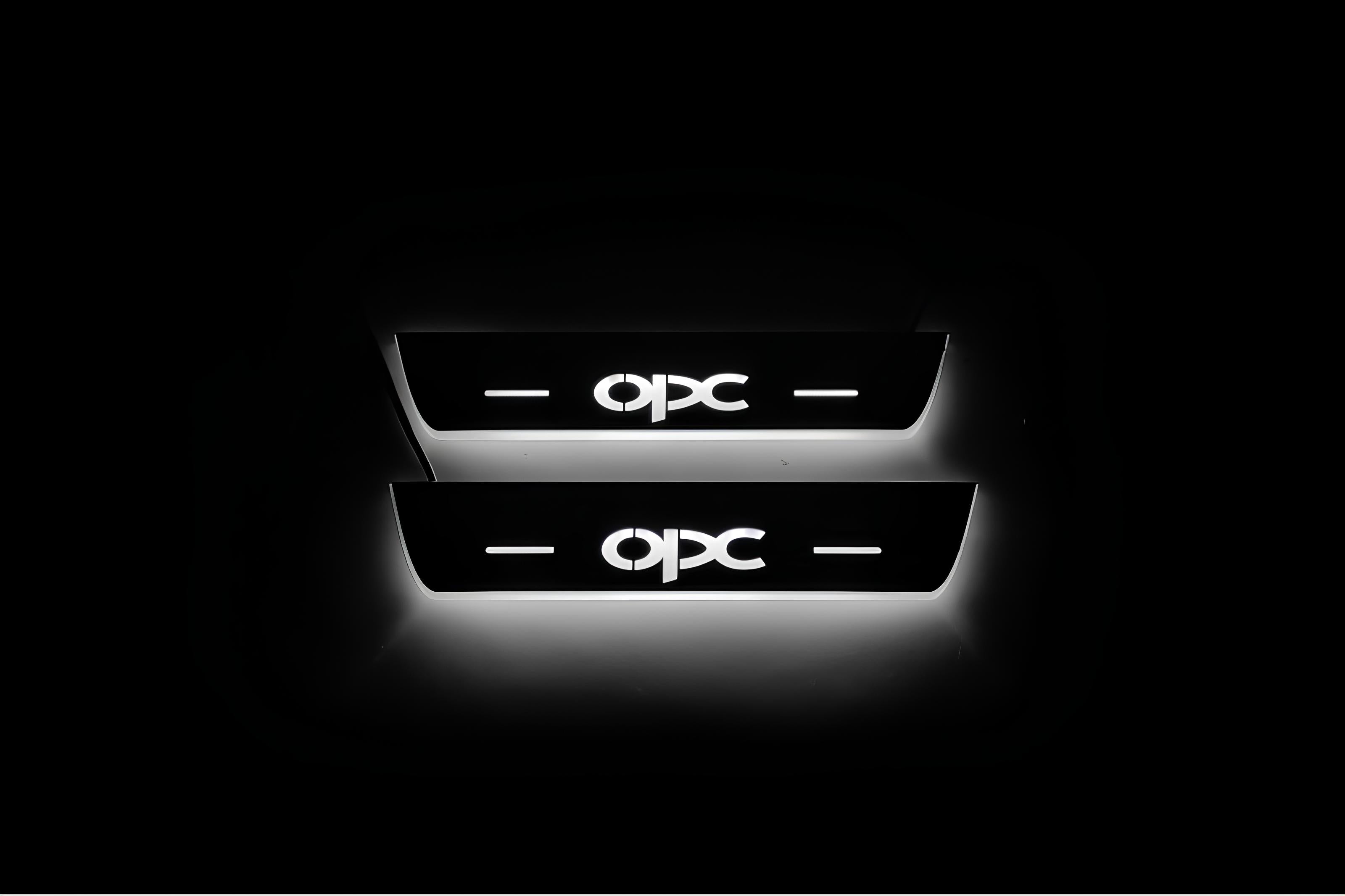 Illuminated LED Door Sill Tread Plates Opel Insignia I 2008-2017 With OPC Logo Opel Led Door Sills opdesign